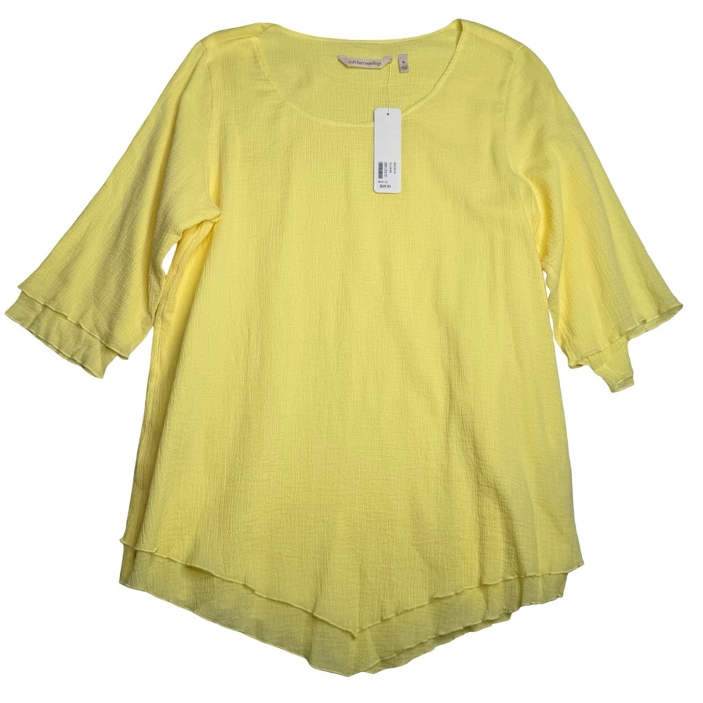 NWT Soft Surroundings Siesta Key Tunic Top Yellow Iris Women's Sz M